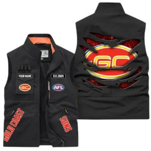 Gold Coast Suns AFL Outdoor Sleeveless Vest AFL08120624337, Gift For Fan Gold Coast Suns