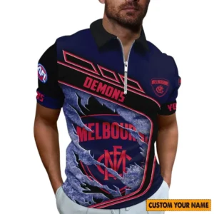 Melbourne Demons AFL Zipper Polo Shirt AFL10121024090, Gift For Fan Melbourne Demons