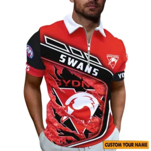 Sydney Swans AFL Zipper Polo Shirt AFL10121024095, Gift For Fan Sydney Swans