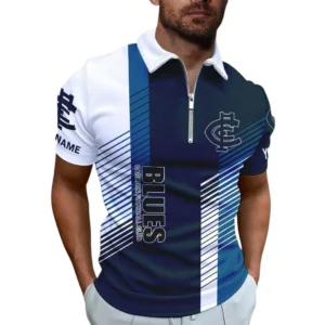 Carlton AFL Zipper Polo Shirt AFL11121024081, Gift For Fan Carlton