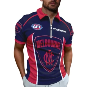 Melbourne Demons AFL Zipper Polo Shirt AFL11121024083, Gift For Fan Melbourne Demons