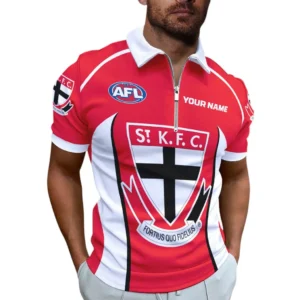St Kilda AFL Zipper Polo Shirt AFL11121024084, Gift For Fan St Kilda
