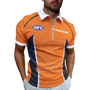 Gws Giants AFL Zipper Polo Shirt AFL11121024086, Gift For Fan Gws Giants