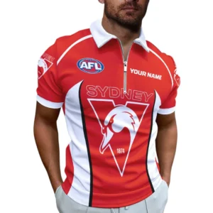 Sydney Swans AFL Zipper Polo Shirt AFL11121024087, Gift For Fan Sydney Swans