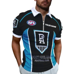 Port Adelaide AFL Zipper Polo Shirt AFL11121024088, Gift For Fan Port Adelaide