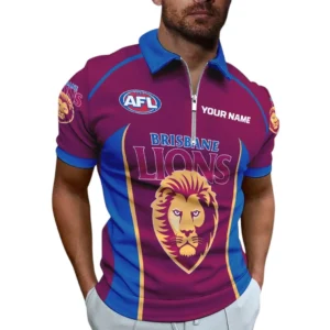 Brisbane Lions AFL Zipper Polo Shirt AFL11121024093, Gift For Fan Brisbane Lions