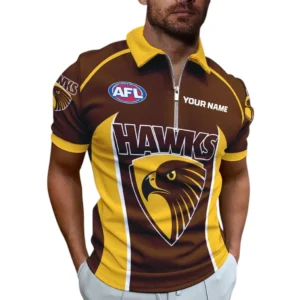 Hawthorn AFL Zipper Polo Shirt AFL11121024096, Gift For Fan Hawthorn