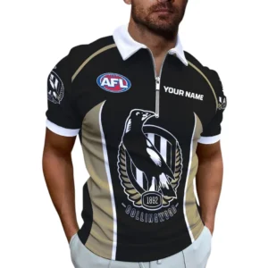 Collingwood AFL Zipper Polo Shirt AFL11121024099, Gift For Fan Collingwood
