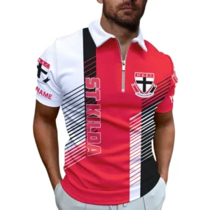 St Kilda AFL Zipper Polo Shirt AFL11121024113, Gift For Fan St Kilda