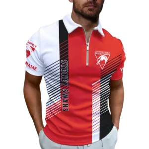 Sydney Swans AFL Zipper Polo Shirt AFL11121024114, Gift For Fan Sydney Swans