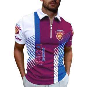 Brisbane Lions AFL Zipper Polo Shirt AFL11121024117, Gift For Fan Brisbane Lions