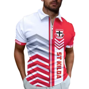 St Kilda AFL Zipper Polo Shirt AFL11121024122, Gift For Fan St Kilda