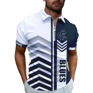 Carlton AFL Zipper Polo Shirt AFL11121024125, Gift For Fan Carlton