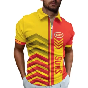 Gold Coast Suns AFL Zipper Polo Shirt AFL11121024129, Gift For Fan Gold Coast Suns