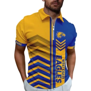 West Coast Eagles AFL Zipper Polo Shirt AFL11121024131, Gift For Fan West Coast Eagles