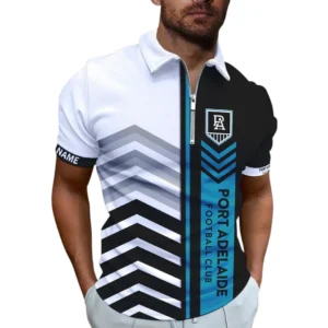 Port Adelaide AFL Zipper Polo Shirt AFL11121024135, Gift For Fan Port Adelaide