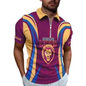 Brisbane Lions AFL Zipper Polo Shirt AFL11121024142, Gift For Fan Brisbane Lions