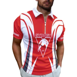 Sydney Swans AFL Zipper Polo Shirt AFL11121024146, Gift For Fan Sydney Swans