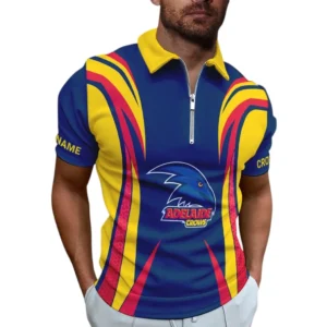 Adelaide Crows AFL Zipper Polo Shirt AFL11121024147, Gift For Fan Adelaide Crows