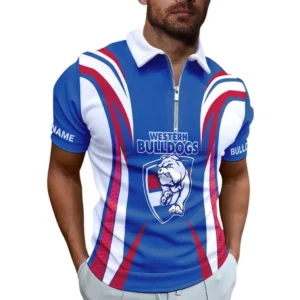 Western Bulldogs AFL Zipper Polo Shirt AFL11121024150, Gift For Fan Western Bulldogs