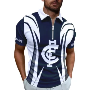 Carlton AFL Zipper Polo Shirt AFL11121024151, Gift For Fan Carlton