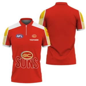 Gold Coast Suns AFL Zipper Polo Shirt AFL11121024161, Gift For Fan Gold Coast Suns