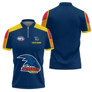Adelaide Crows AFL Zipper Polo Shirt AFL11121024164, Gift For Fan Adelaide Crows