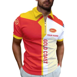 Gold Coast Suns AFL Zipper Polo Shirt AFL11121024171, Gift For Fan Gold Coast Suns