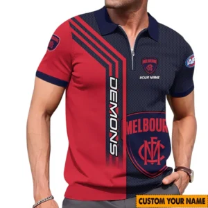 Melbourne Demons AFL Zipper Polo Shirt AFL11121024189, Gift For Fan Melbourne Demons