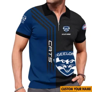 Geelong Cats AFL Zipper Polo Shirt AFL11121024195, Gift For Fan Geelong Cats