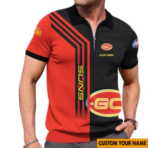 Gold Coast Suns AFL Zipper Polo Shirt AFL11121024198, Gift For Fan Gold Coast Suns