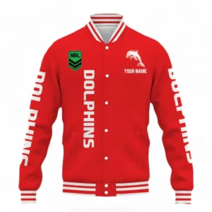Redcliffe Dolphins NRL Baseball Jacket NRL02121624712, Gift For Fan Redcliffe Dolphins