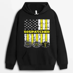 American Flag 911 Operator Dispatch-Er Police Fire Ems Gift Hoodie - Black