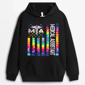 American Flag Certified Medical Assistant Ma Hoodie - Black
