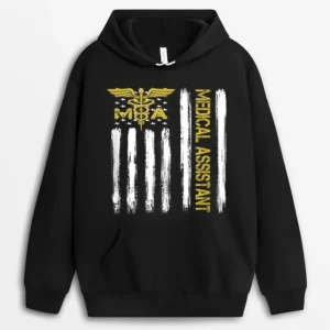 American Flag Patriotic Certified Medical Assistant Ma Gift Hoodie - Black