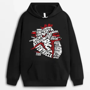 Anatomical Heart Medical Parts Of Heart Anatomy Hoodie - Black