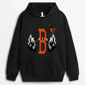 Baltimore Orioles Bird Sitting On The Barbell Hoodie - Black
