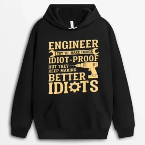 Best Engineer Art Mechanical Engineering Lover Hoodie - Black