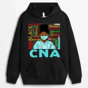 Black Strong Nurse CNA Afro Melanin African American Hoodie - Black