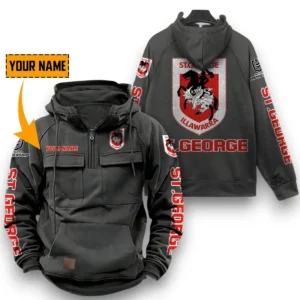 St George Illawarra Dragons NRL Tactical Quarter Zip Hoodie NRL29012325557, Gift For Fan St George Illawarra Dragons - Dark Gray
