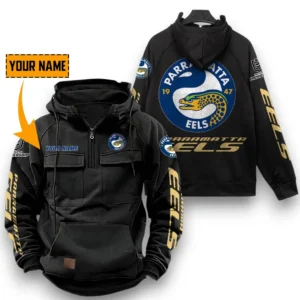 Parramatta Eels NRL Tactical Quarter Zip Hoodie NRL29012325558, Gift For Fan Parramatta Eels - Black
