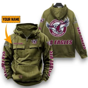 Manly Warringah Sea Eagles NRL Tactical Quarter Zip Hoodie NRL29012325560, Gift For Fan Manly Warringah Sea Eagles - Army Green