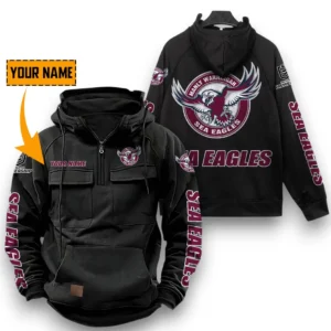 Manly Warringah Sea Eagles NRL Tactical Quarter Zip Hoodie NRL29012325560, Gift For Fan Manly Warringah Sea Eagles - Black