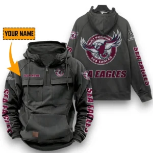 Manly Warringah Sea Eagles NRL Tactical Quarter Zip Hoodie NRL29012325560, Gift For Fan Manly Warringah Sea Eagles - Dark Gray