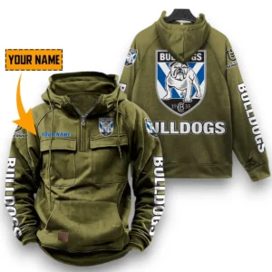 Canterbury-Bankstown Bulldogs NRL Tactical Quarter Zip Hoodie NRL29012325562, Gift For Fan Canterbury-Bankstown Bulldogs - Army Green