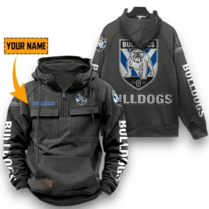Canterbury-Bankstown Bulldogs NRL Tactical Quarter Zip Hoodie NRL29012325562, Gift For Fan Canterbury-Bankstown Bulldogs - Dark Gray