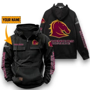 Brisbane Broncos NRL Tactical Quarter Zip Hoodie NRL29012325563, Gift For Fan Brisbane Broncos - Black