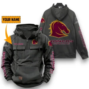 Brisbane Broncos NRL Tactical Quarter Zip Hoodie NRL29012325563, Gift For Fan Brisbane Broncos - Dark Gray