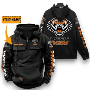 Wests Tigers NRL Tactical Quarter Zip Hoodie NRL29012325564, Gift For Fan Wests Tigers - Black