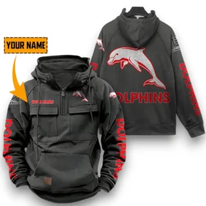 Redcliffe Dolphins NRL Tactical Quarter Zip Hoodie NRL29012325565, Gift For Fan Redcliffe Dolphins - Dark Gray